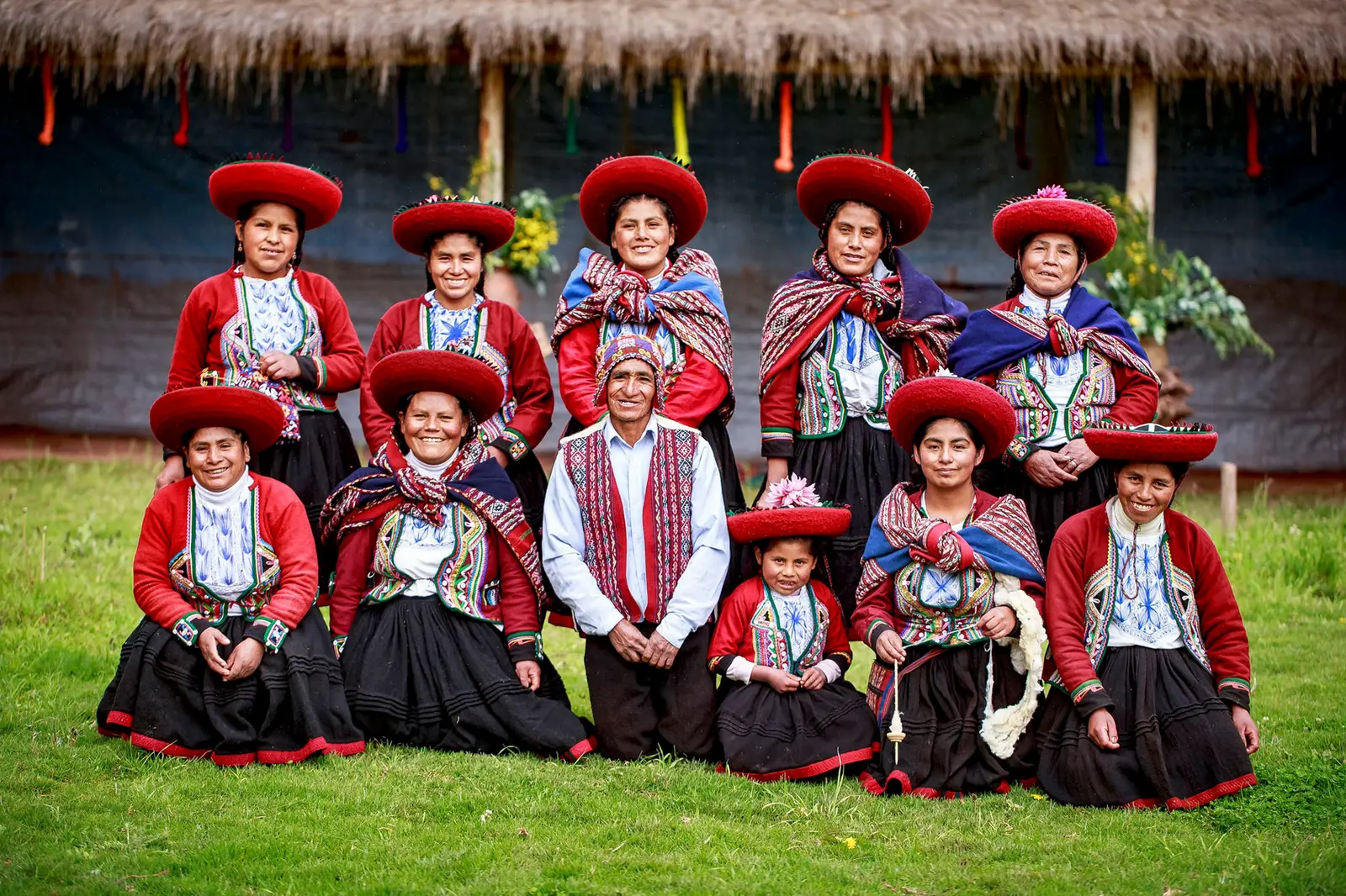 Andean community in traditional clothing near Cusco