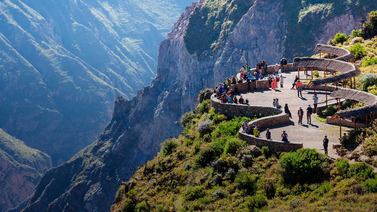 The Inca Trail winding toward Machu Picchu