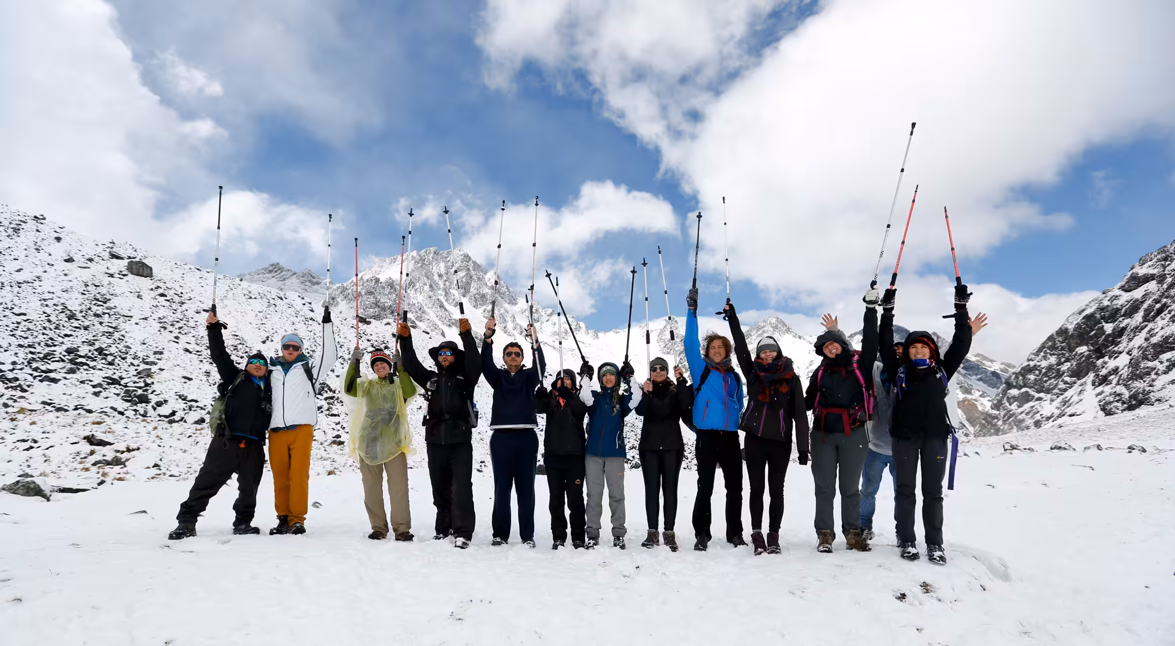 Hikers below Salkantay mountain
